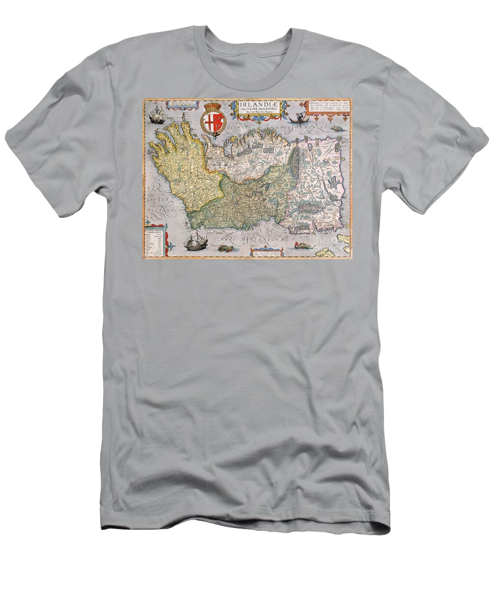 Eire T-Shirt featuring the drawing Antique Map of Ireland by English School