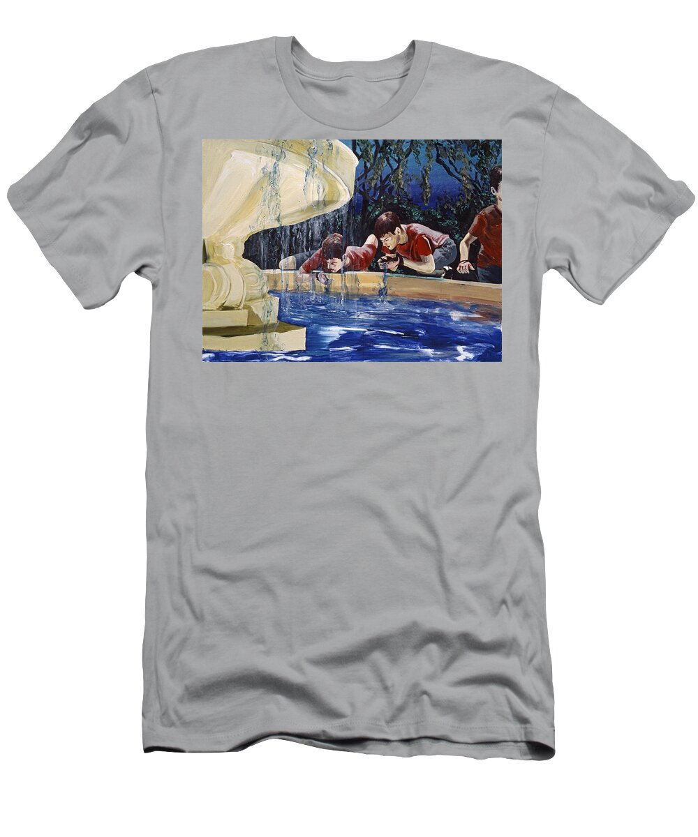 Water Fountain T-Shirt featuring the painting Any Given Moment by Rene Capone