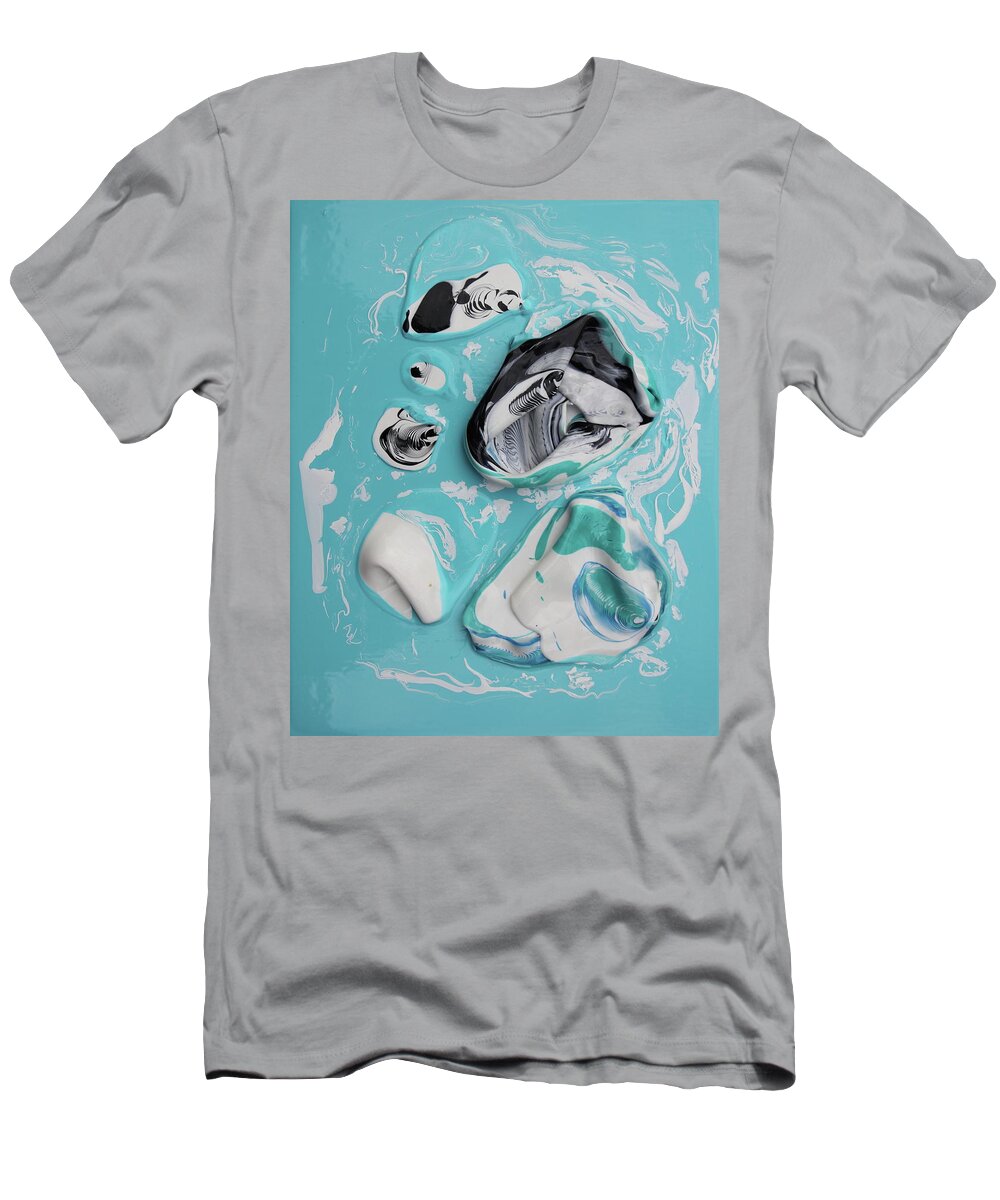 Blue T-Shirt featuring the painting Aqua Bijou by Madeleine Arnett