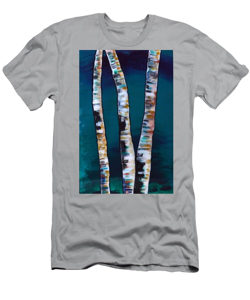 Abstract T-Shirt featuring the painting Aqua Birch resin by Heather Lovat-Fraser