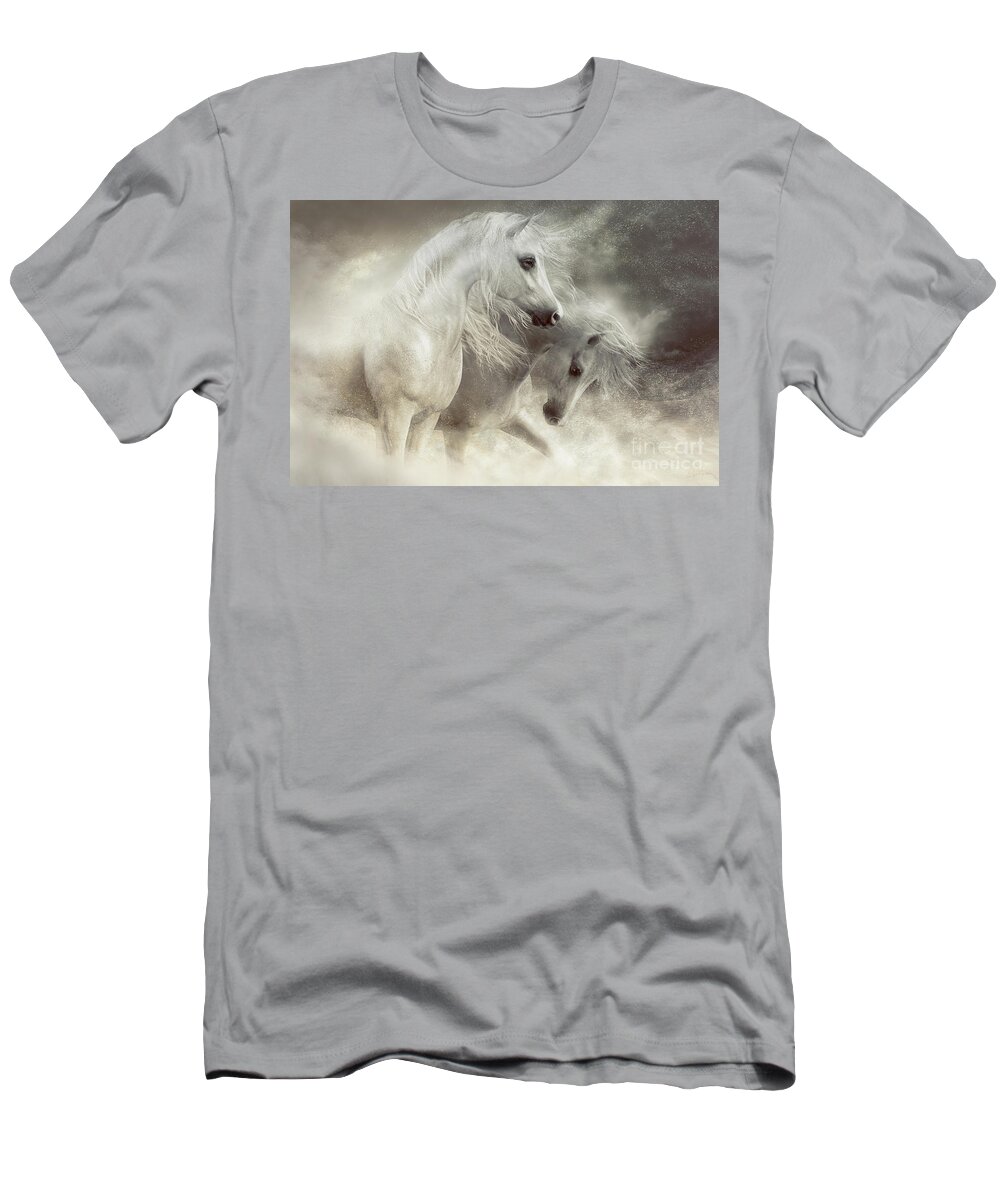 Arabian Horse T-Shirt featuring the digital art Arabian Horses Sandstorm by Shanina Conway