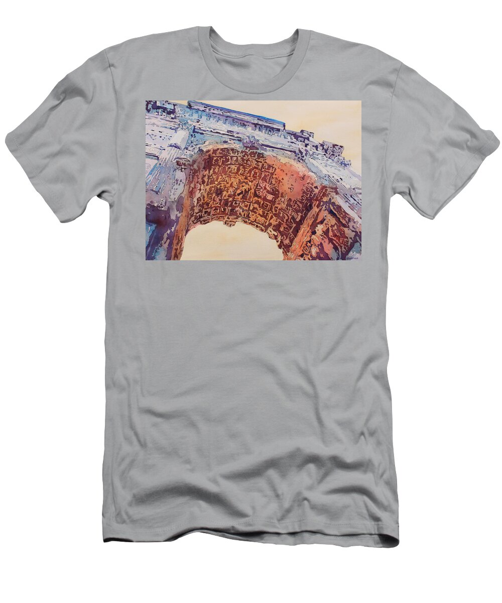 Arch Of Titus T-Shirt featuring the painting Arch of Titus Two by Jenny Armitage