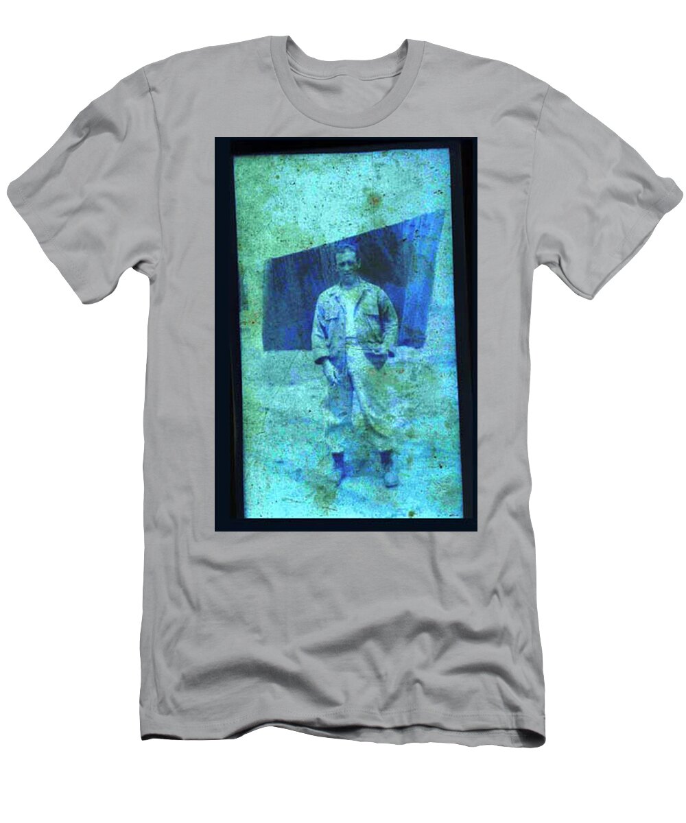 Antiques T-Shirt featuring the photograph Army Man with Laundry by John Vincent Palozzi