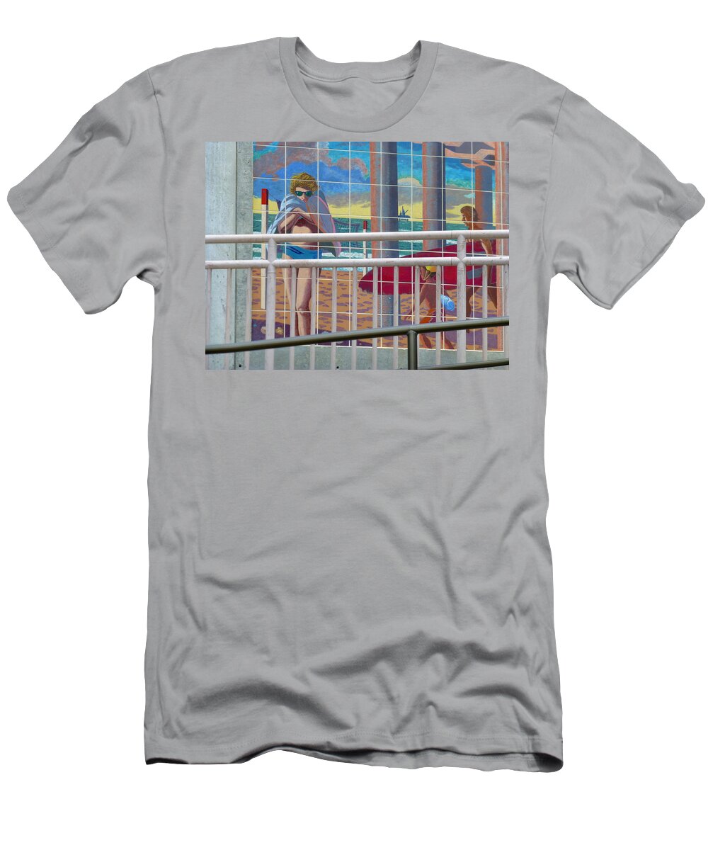 Beach T-Shirt featuring the photograph Artwork on the Boardwalk - Huntington Beach by Lori Seaman