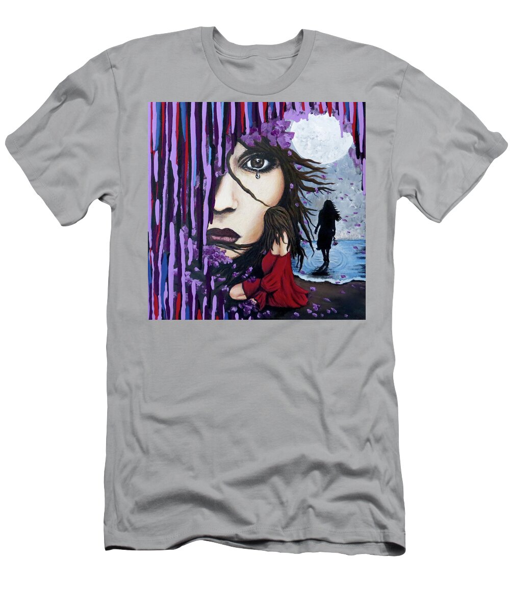 Abstract T-Shirt featuring the painting Alone by Teresa Wing