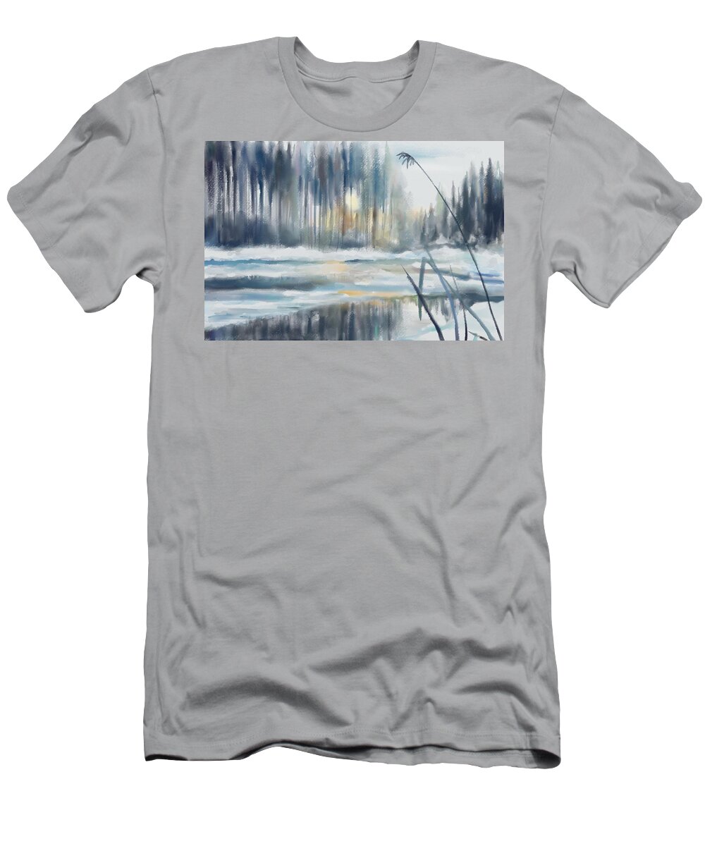 Painting T-Shirt featuring the digital art Snow from yesterday by Ivana Westin
