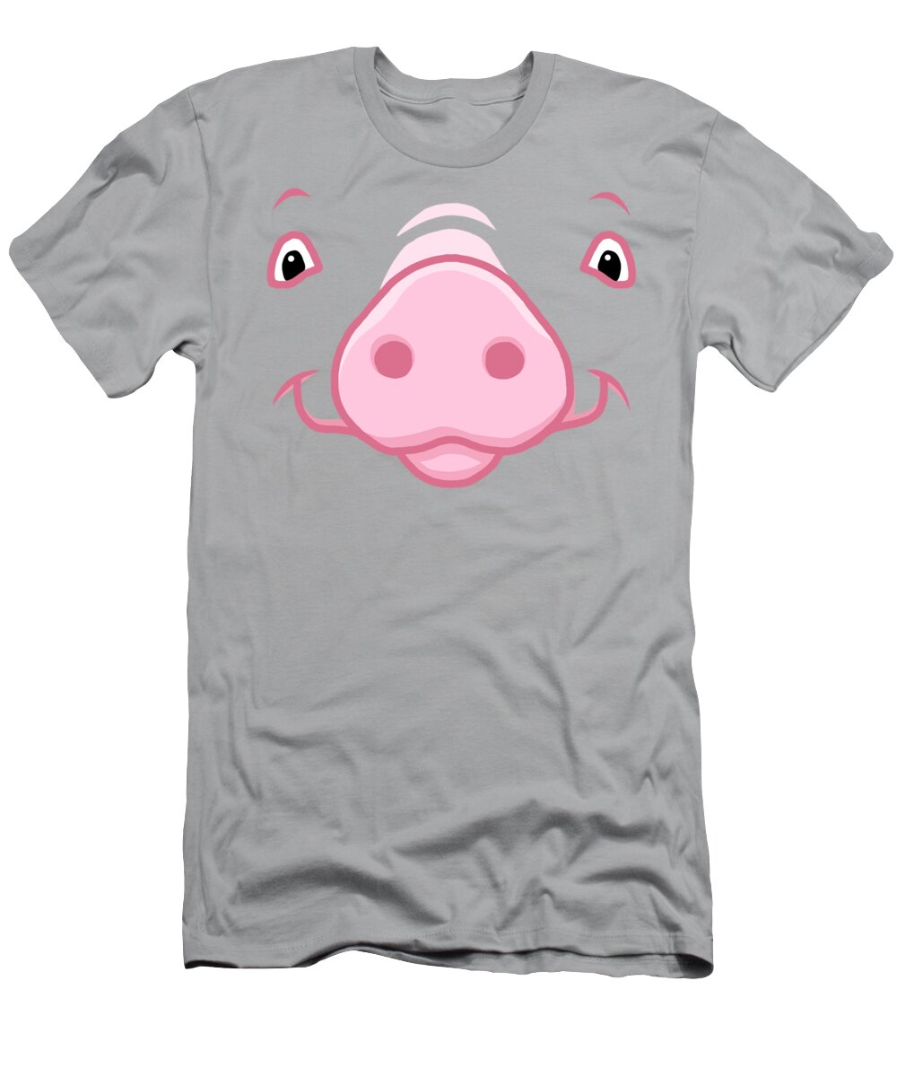 Pink Pig T-Shirt featuring the painting Cute Happy Pink Pig Big Face by Crista Forest
