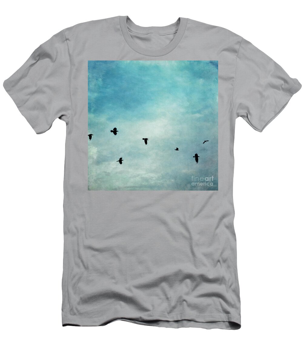 Clouds T-Shirt featuring the photograph As the ravens fly by Priska Wettstein