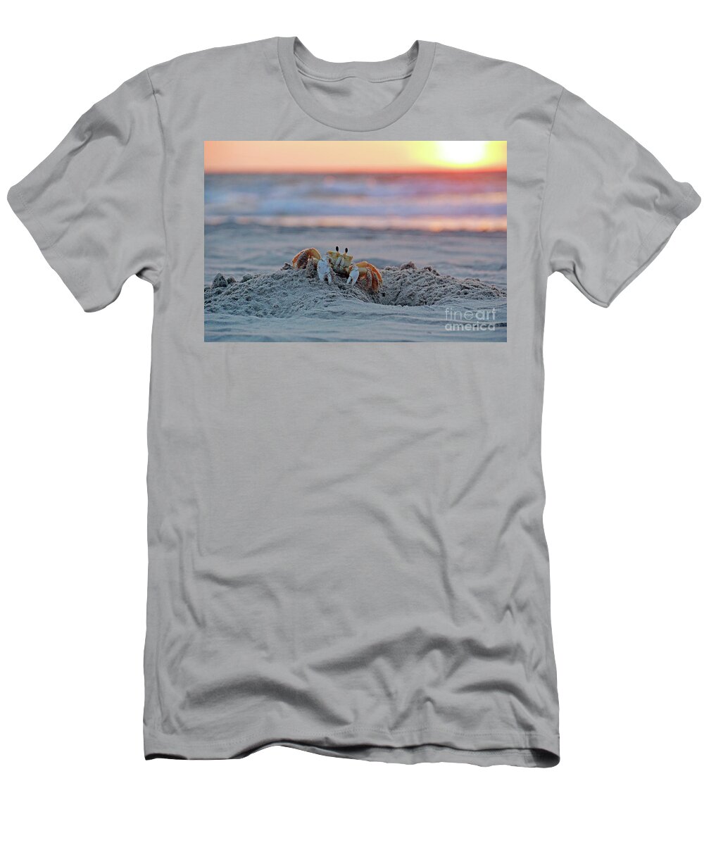 Atlantic Ghost Crab T-Shirt featuring the photograph Atlantic Ghost Crab at Sunrise 2612 by Jack Schultz