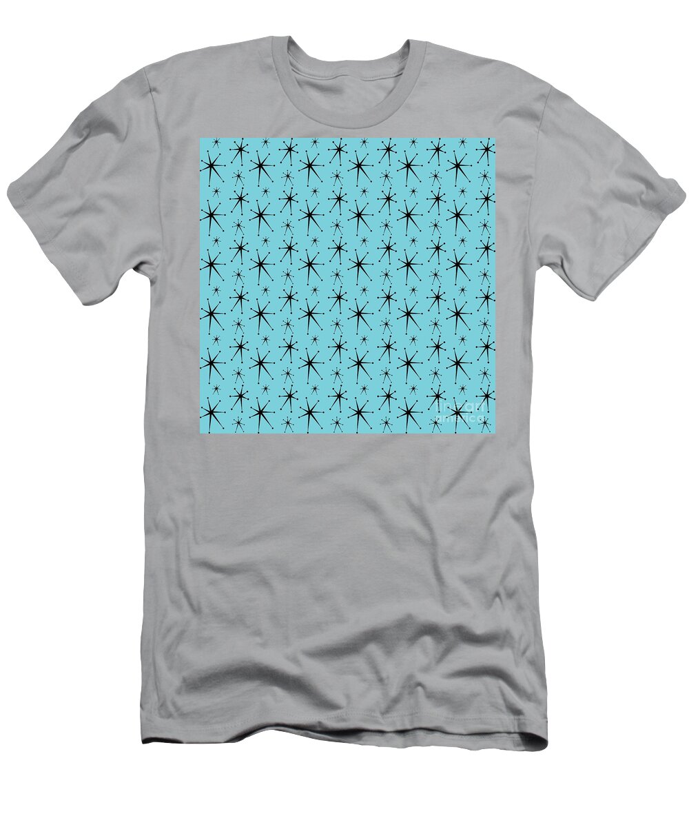  T-Shirt featuring the digital art Atomic Starburst in Turquoise by Donna Mibus
