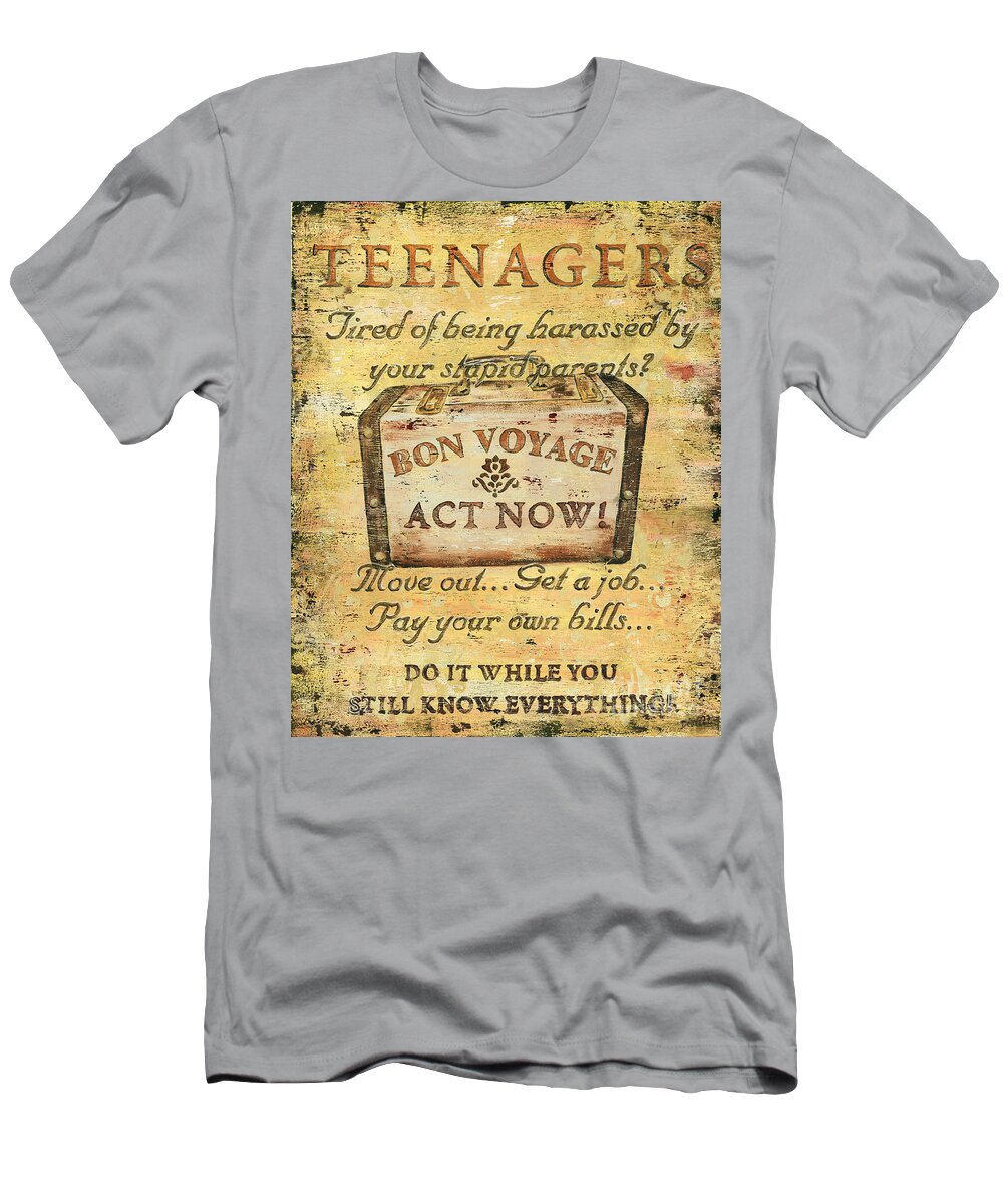 Distressed T-Shirt featuring the painting Attention Teenagers by Debbie DeWitt