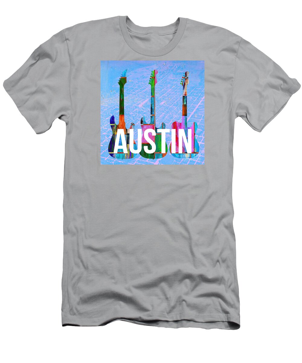 Texas Pop T-Shirt featuring the painting Austin Music Scene by Edward Fielding