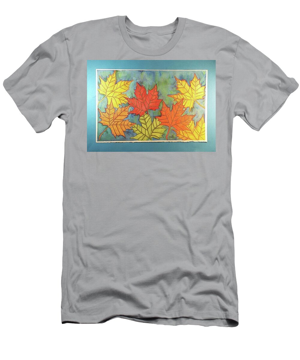 #watercolorpaintings #watercolorprints #watercoloraaturmnleaves #coolart #artforsale #originalartforsale #fineartamerica.com #sugarplumtheband T-Shirt featuring the painting Autumn Leaves by Cynthia Silverman