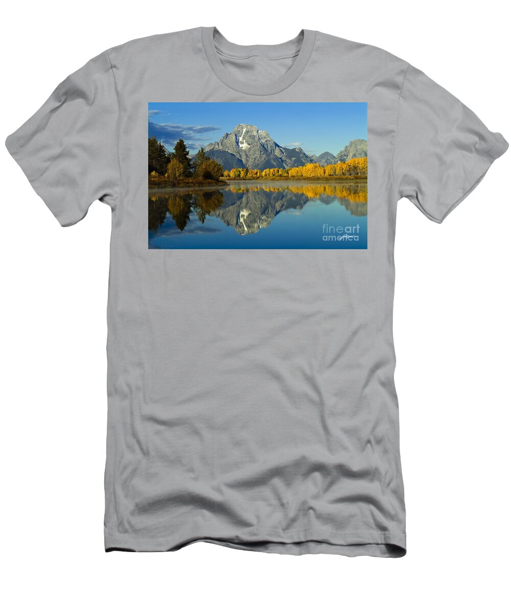 Mount Moran T-Shirt featuring the photograph Autumn Reflections by Bon and Jim Fillpot