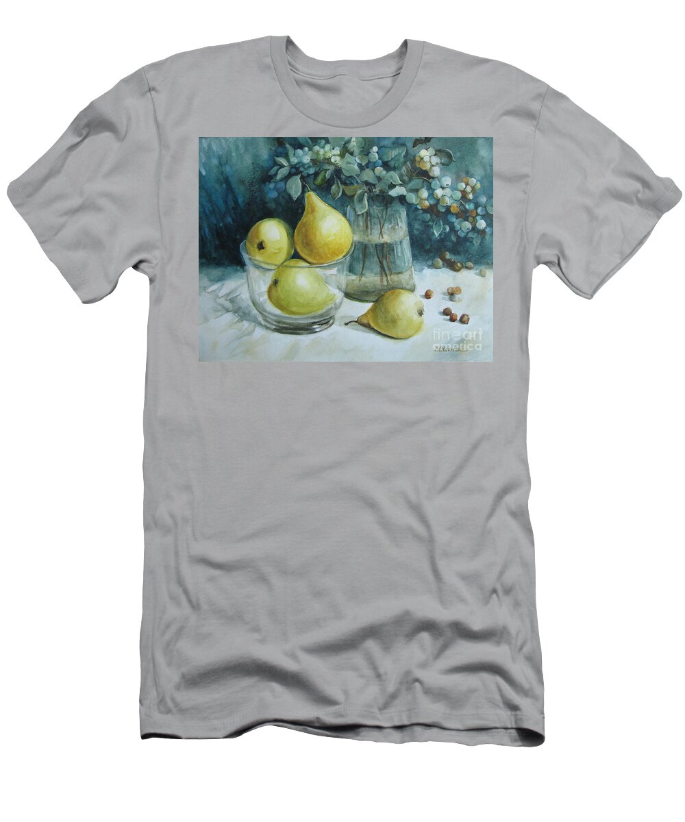 Pears T-Shirt featuring the painting Autumn still life 3 by Elena Oleniuc