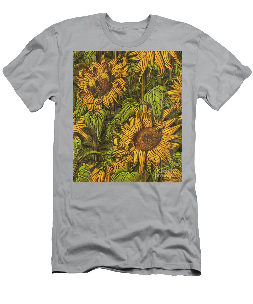 Impressionism T-Shirt featuring the drawing Autumn Suns by Scott Brennan