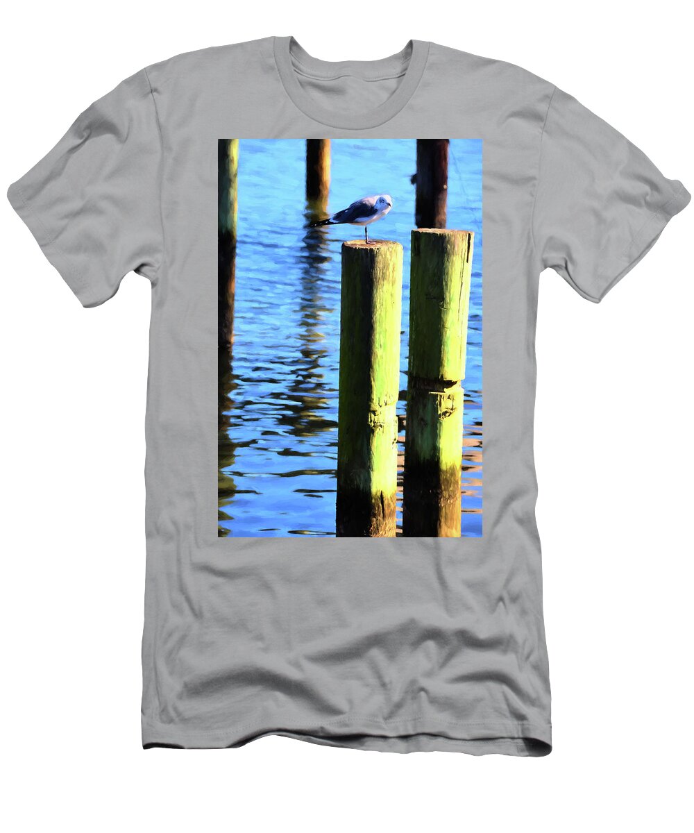 Sea Gulls T-Shirt featuring the photograph Balanced by Jan Amiss Photography