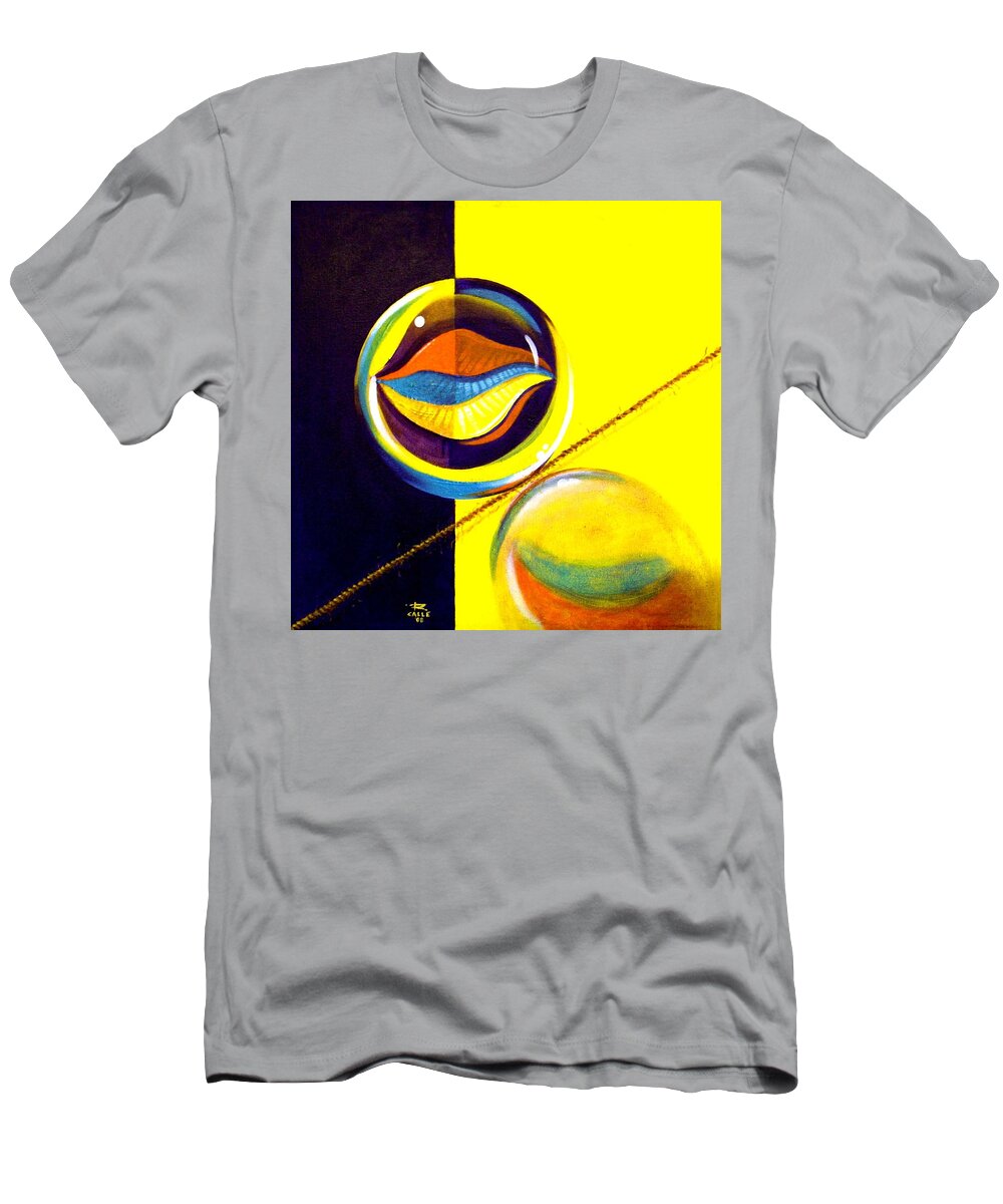 Surrealism T-Shirt featuring the painting Balancing Act I by Roger Calle