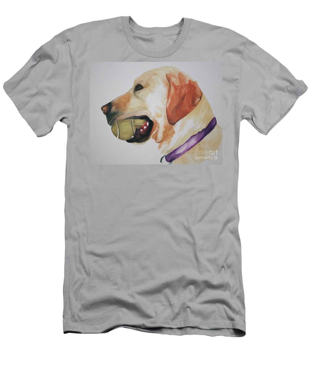 Yellow Lab T-Shirt featuring the painting Ball Boy by Susan Herber