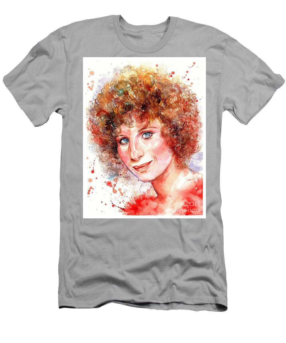 Barbra T-Shirt featuring the painting Barbra Streisand portrait by Suzann Sines