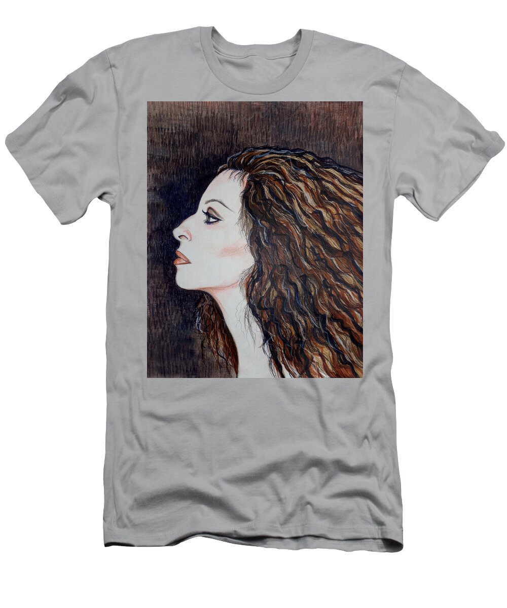 Celebrity T-Shirt featuring the drawing Barbra Streisand by Tara Hutton