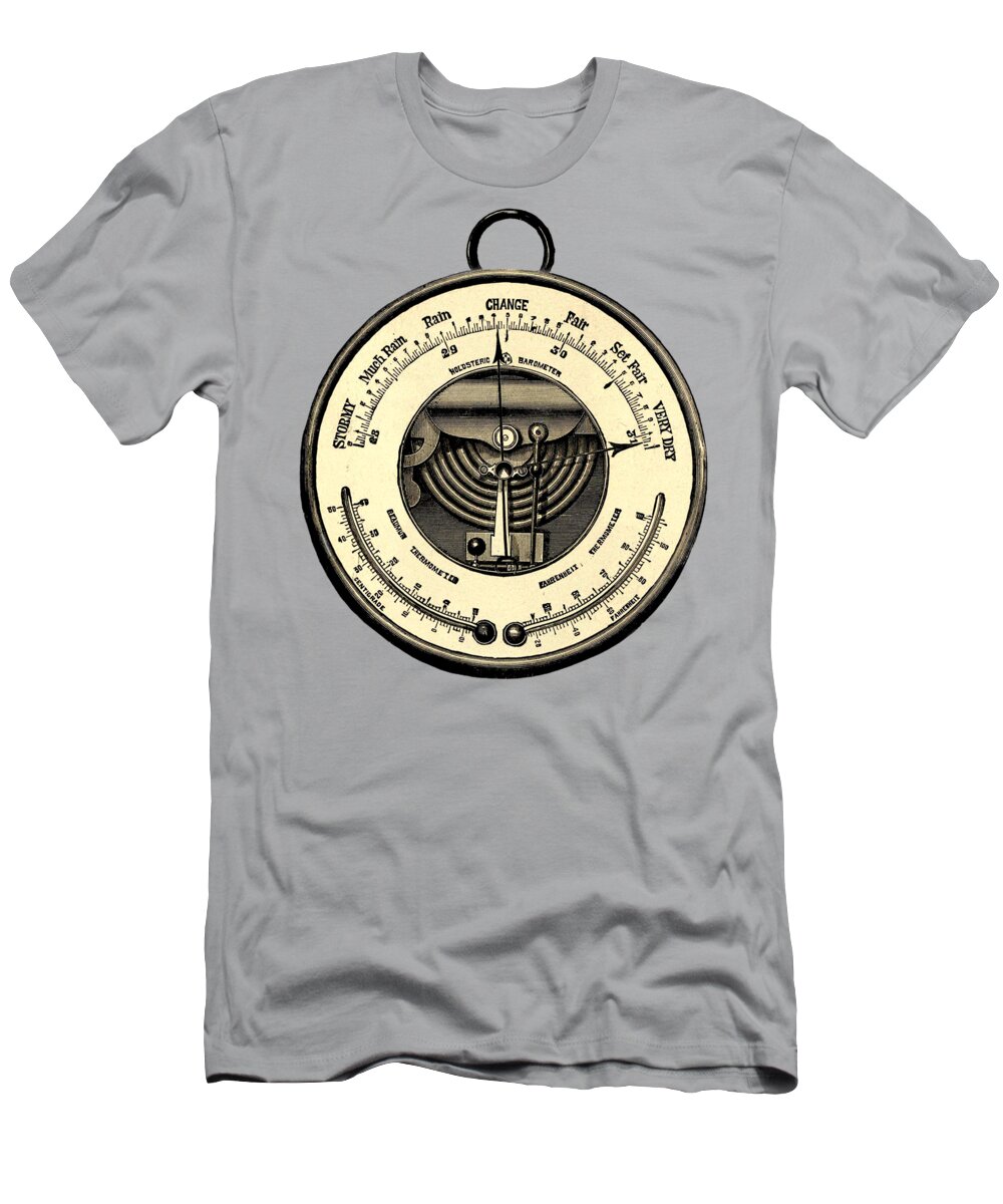 Barometer T-Shirt featuring the digital art Barometer Vintage Tool Dictionary Art by Anna W