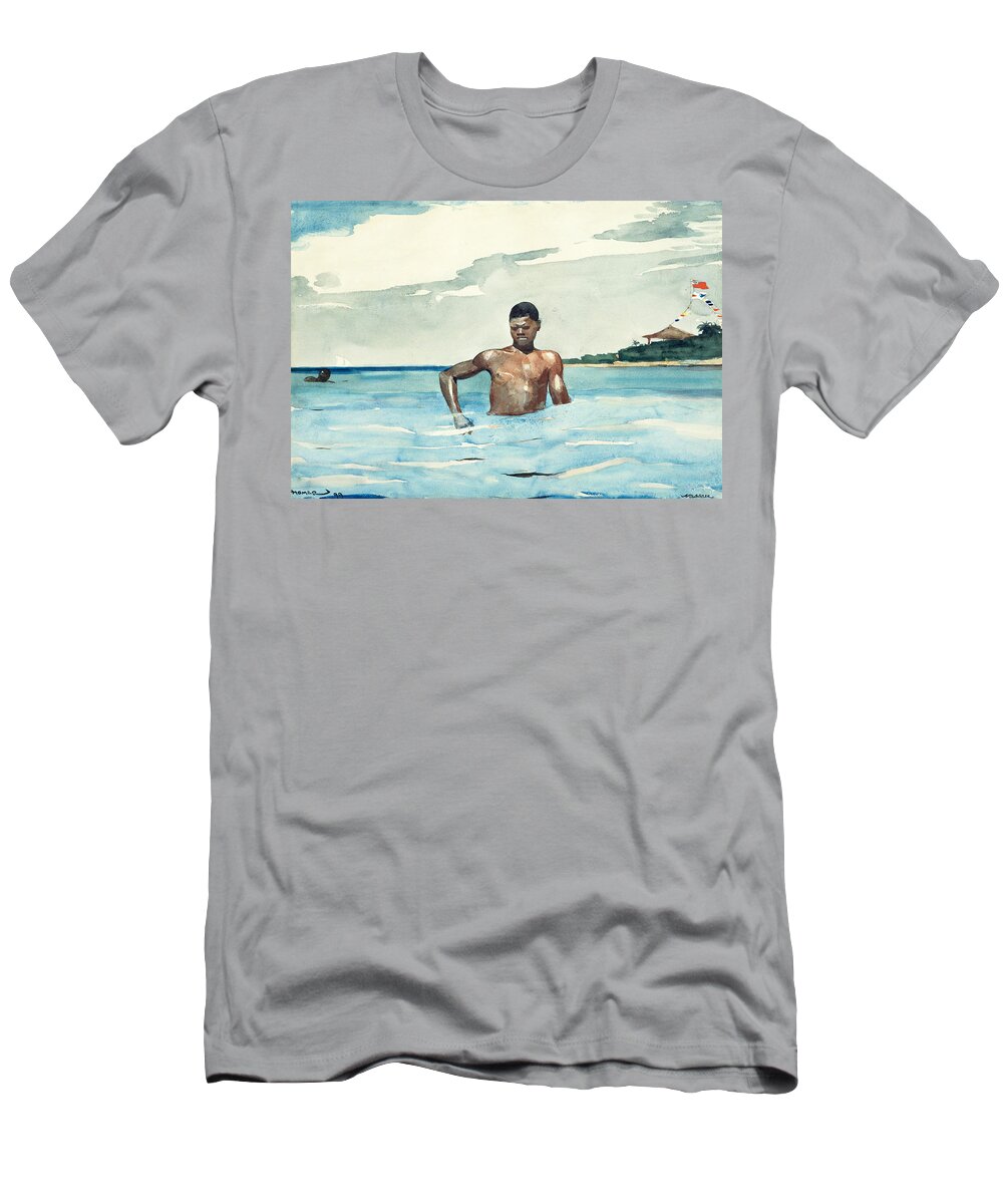 Winslow Homer T-Shirt featuring the drawing Bather by Winslow Homer