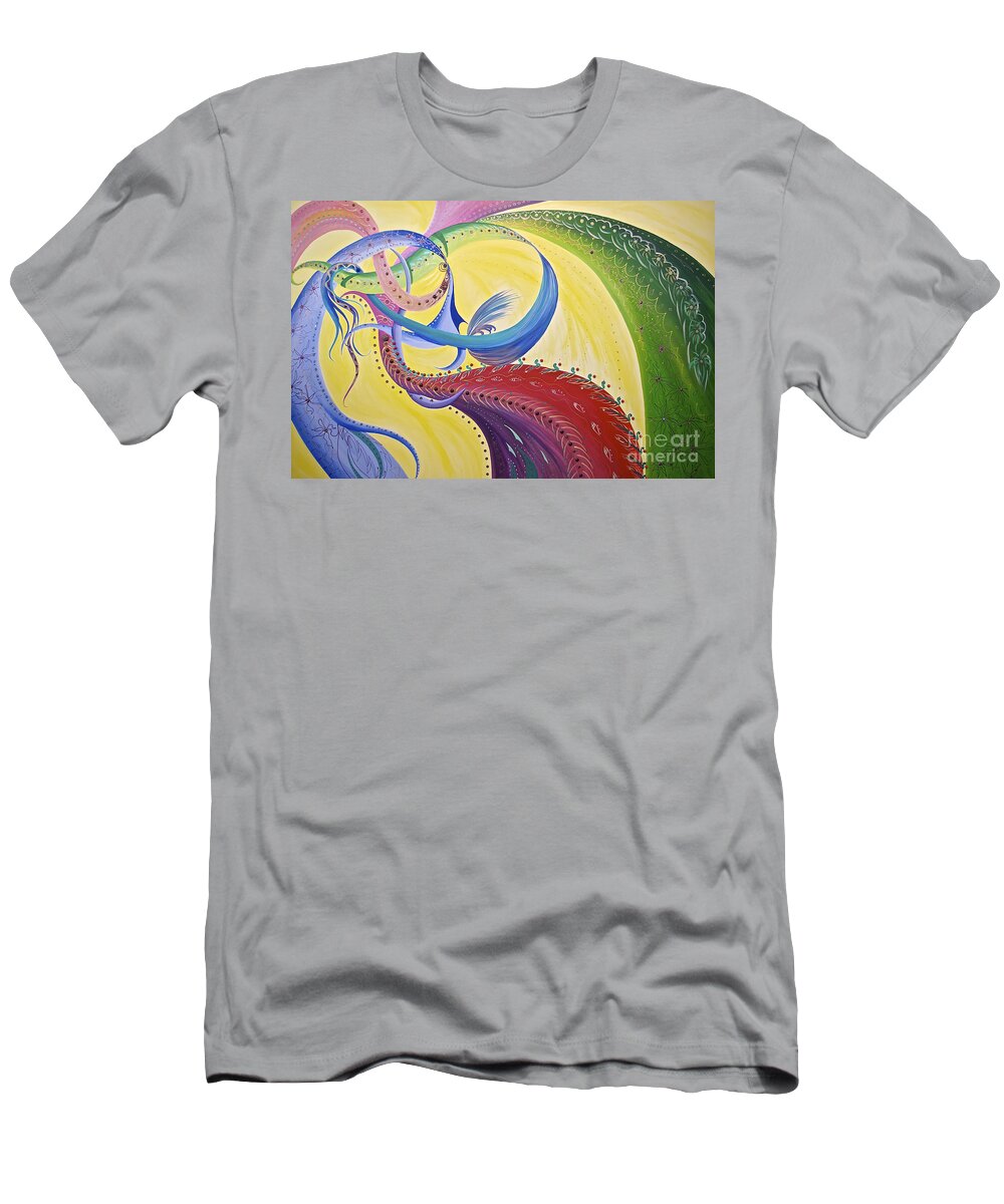 Ribbons T-Shirt featuring the painting Baubles N Bows by Nancy Cupp