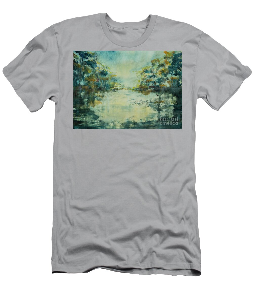 Cajun T-Shirt featuring the painting Bayou Fall by Francelle Theriot