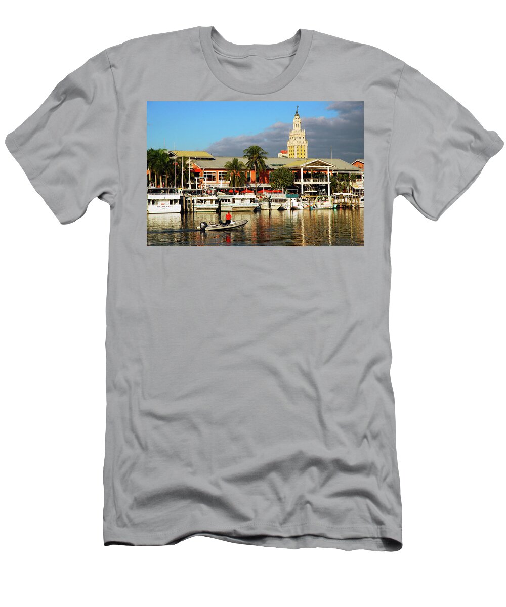 Miami T-Shirt featuring the photograph Bayside Miami by James Kirkikis