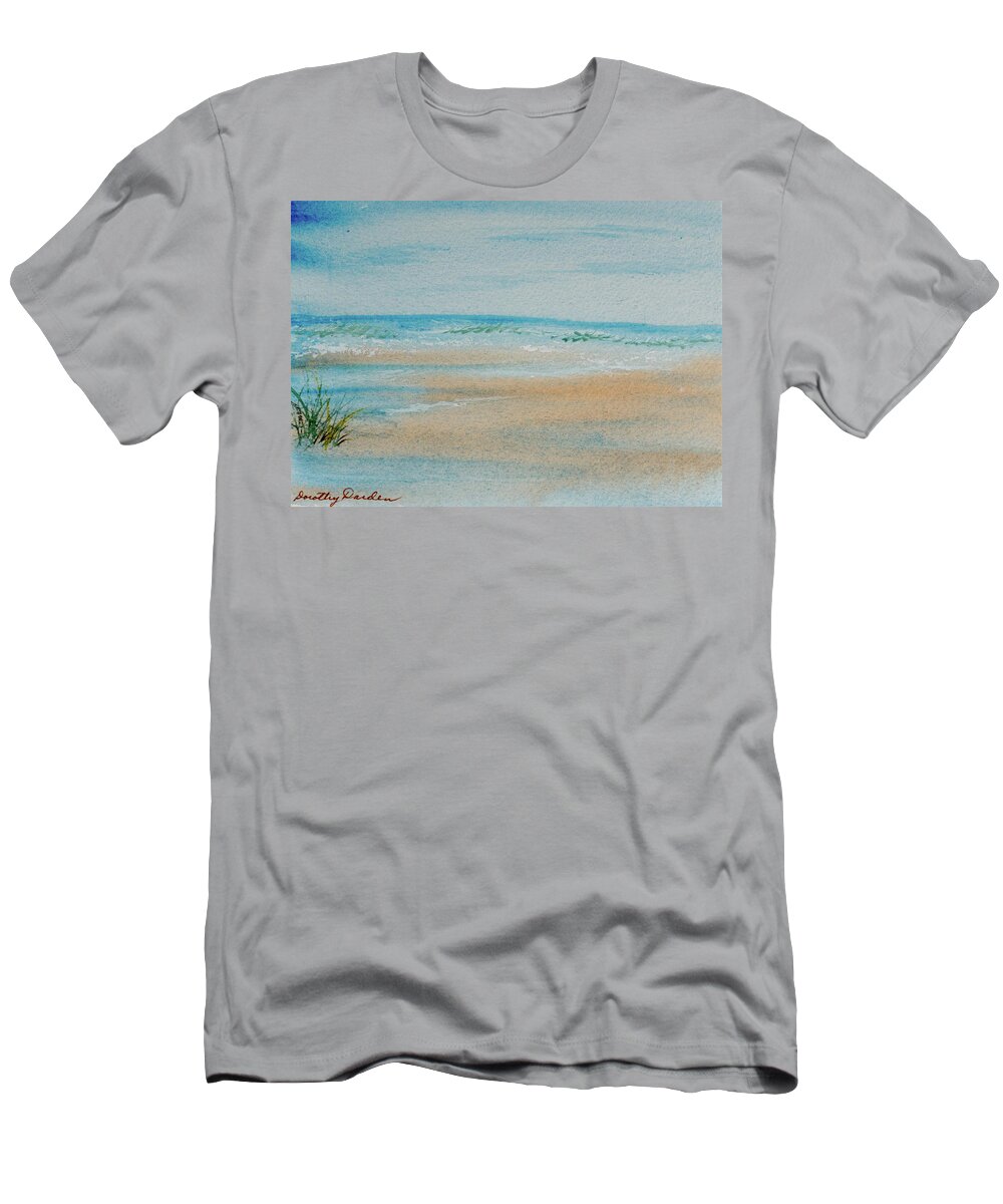 Beach T-Shirt featuring the painting Beach at High Tide by Dorothy Darden