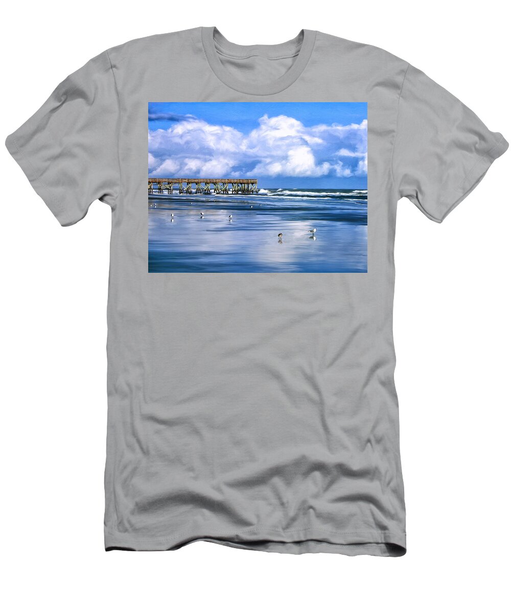 Isle Of Palms T-Shirt featuring the painting Beach at Isle of Palms by Dominic Piperata