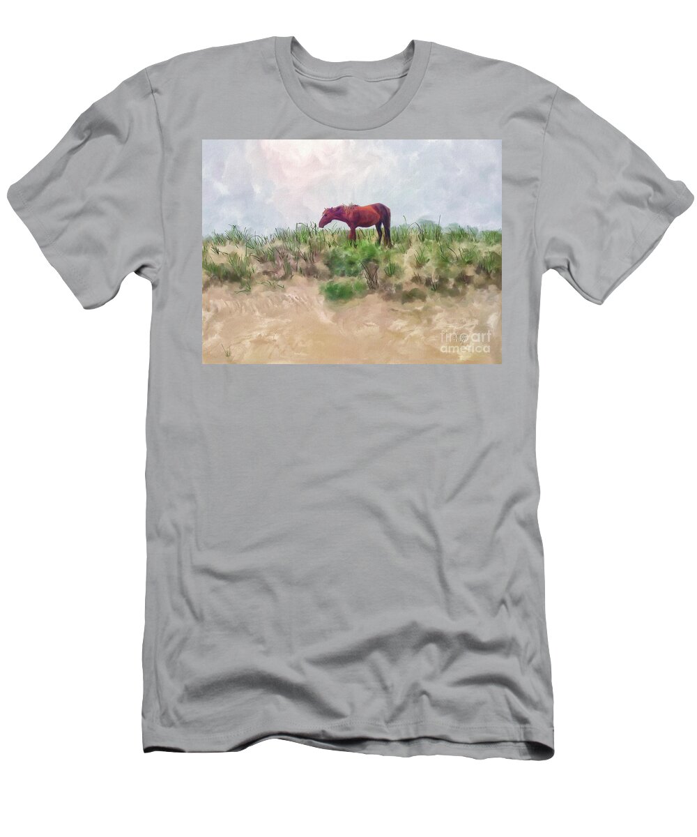 Horse T-Shirt featuring the digital art Beach Boy by Lois Bryan