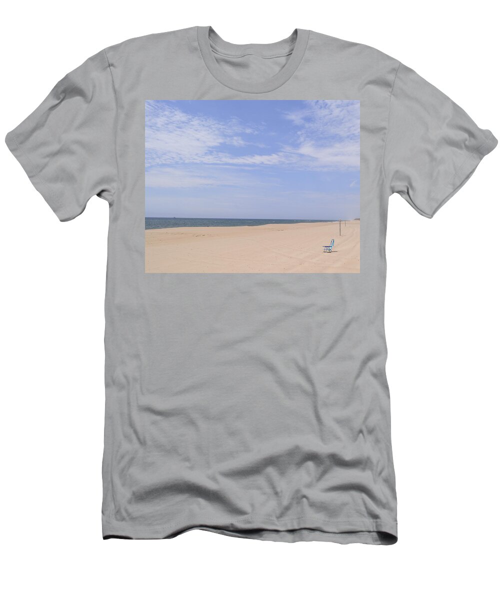 Beach T-Shirt featuring the photograph Chair at the Beach, Montauk by Erik Burg