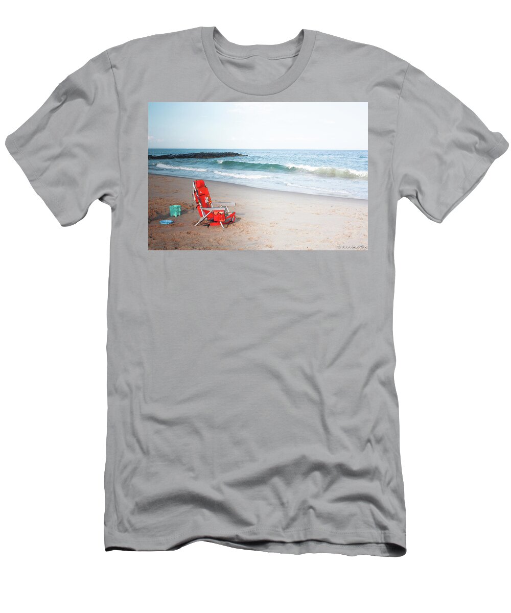 Avon T-Shirt featuring the photograph Beach Chair By the Sea by Ann Murphy