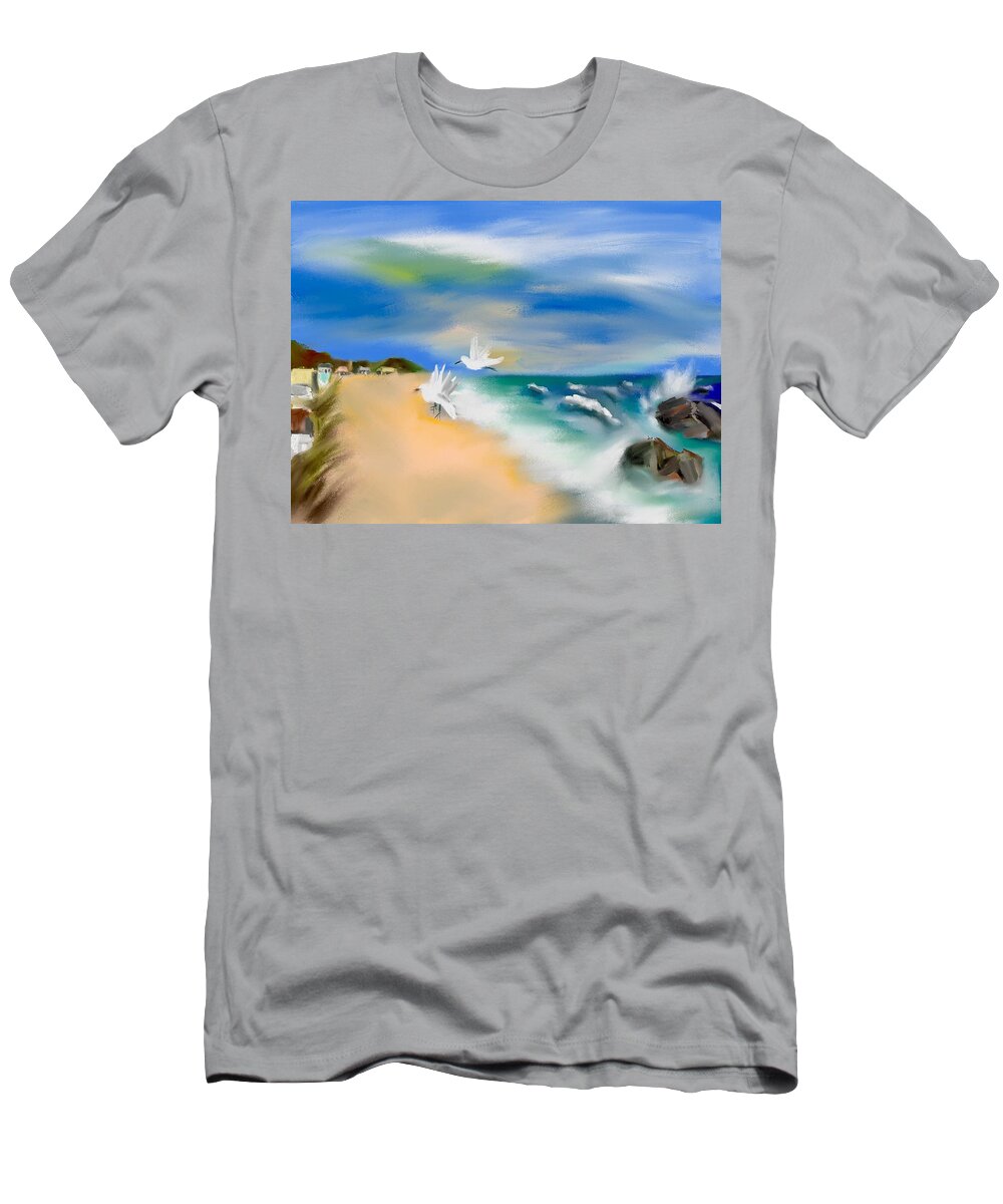 Ipad Painting T-Shirt featuring the digital art Beach Energy by Frank Bright