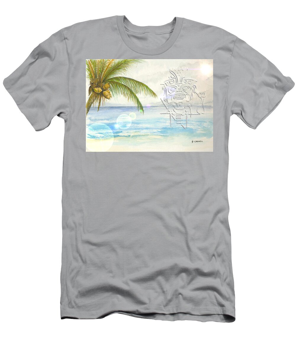 Beach T-Shirt featuring the digital art Beach etching by Darren Cannell