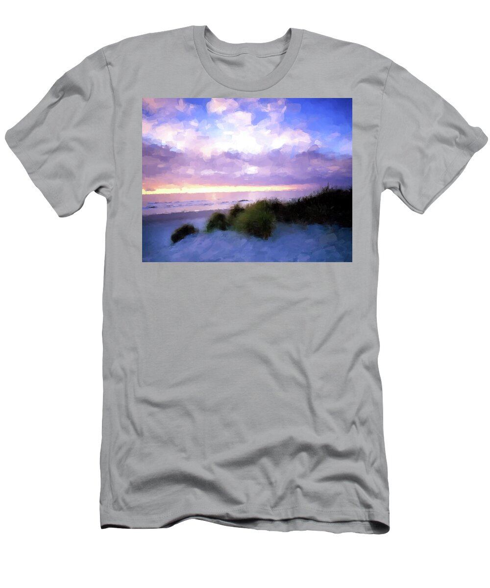 Digital T-Shirt featuring the painting Beach Sawgrass by Gary Grayson