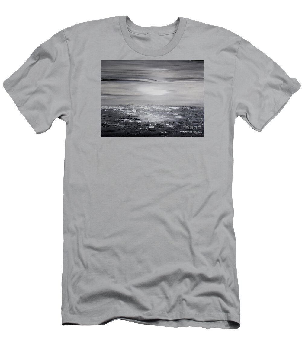 White T-Shirt featuring the painting Beach Side by Preethi Mathialagan