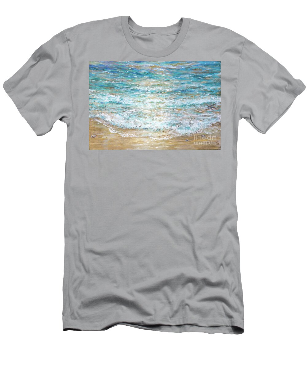 Water T-Shirt featuring the painting Beach Tide by Linda Olsen
