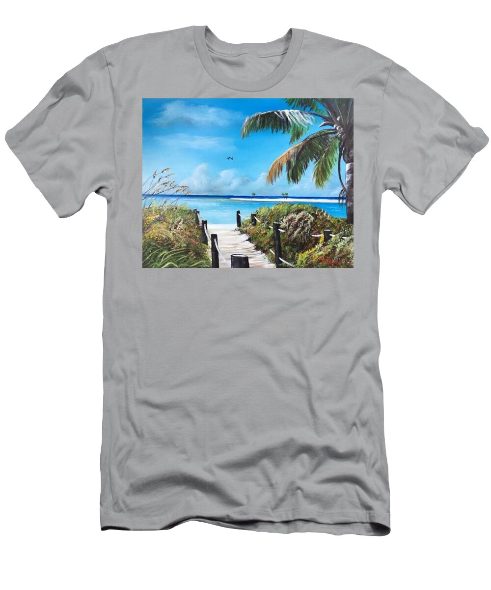 Beach T-Shirt featuring the painting Beach Time On The Key by Lloyd Dobson