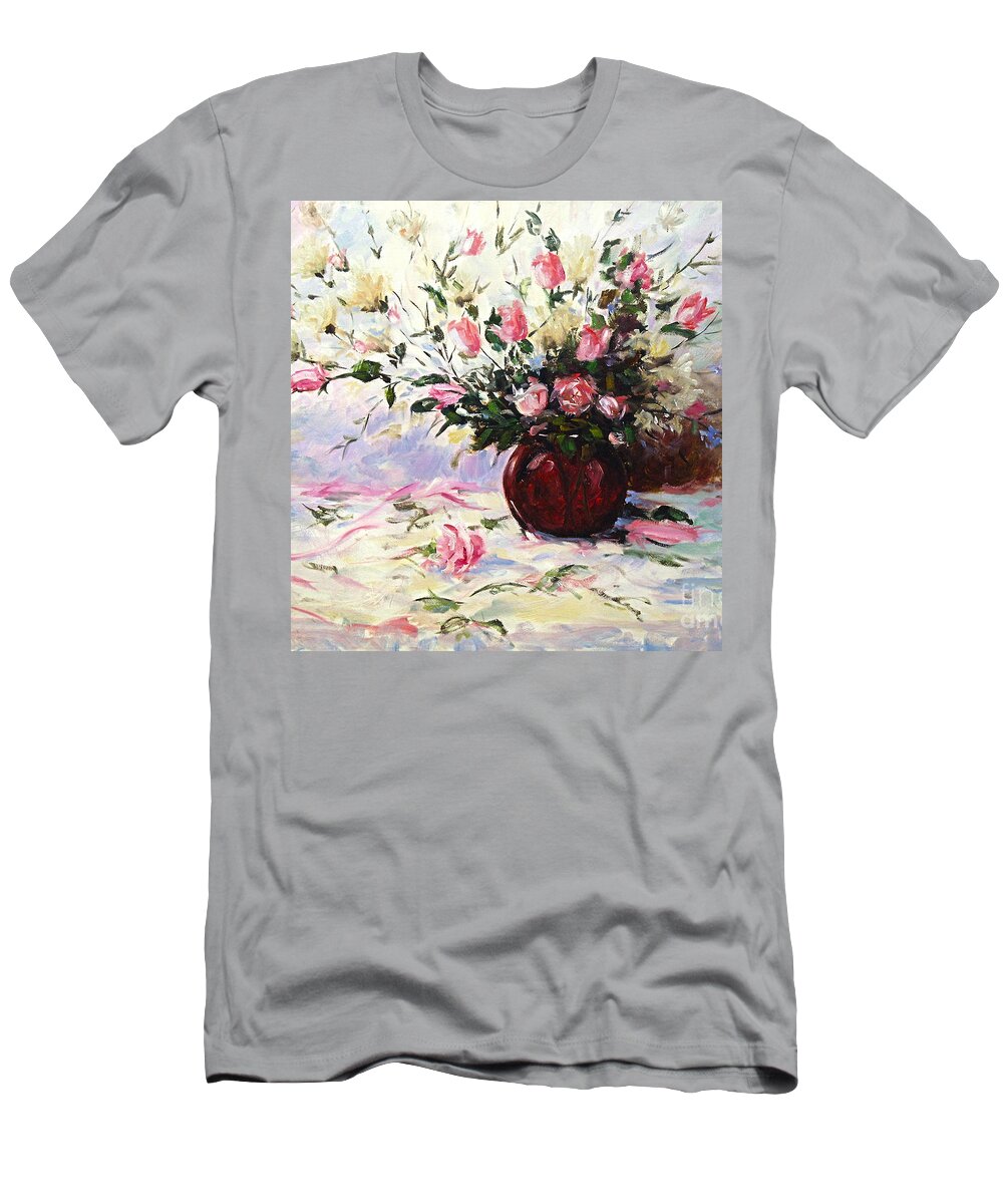  Floral T-Shirt featuring the painting Beautiful Bouquet of roses by Richard T Pranke