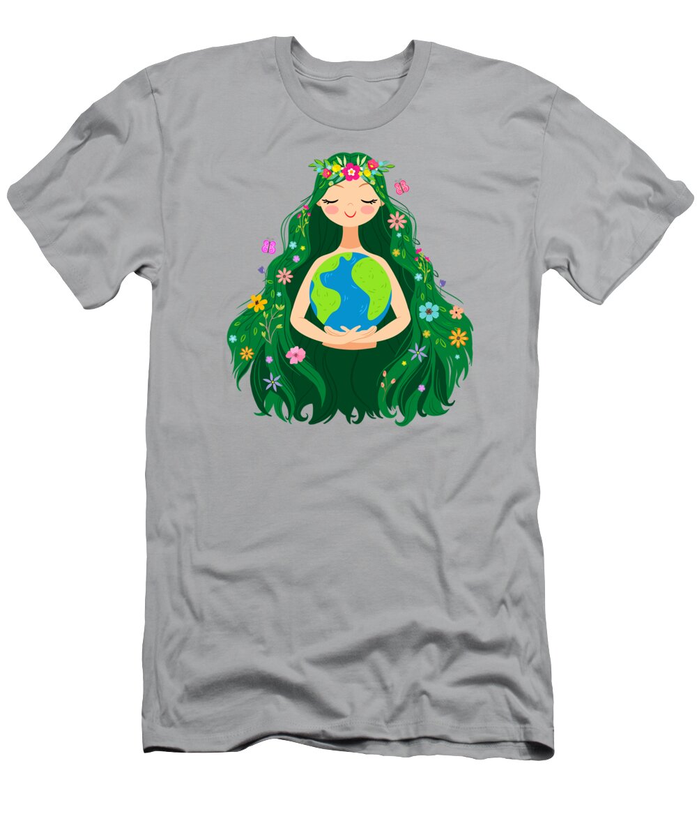 Painting T-Shirt featuring the painting Beautiful Flowing Flower Earth Mother Figure by Little Bunny Sunshine by Little Bunny Sunshine