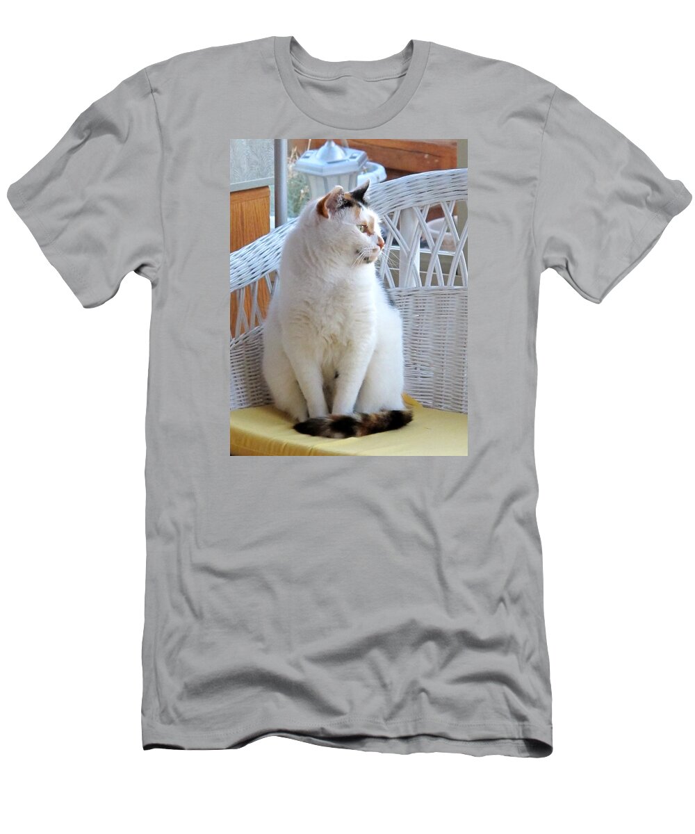 Calico Cat T-Shirt featuring the photograph Beauty in White by Phyllis Kaltenbach
