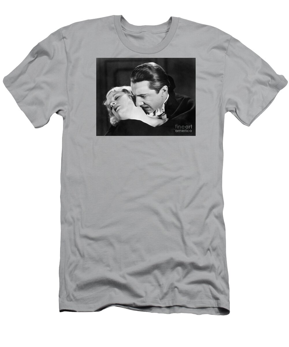Bela Lugosi T-Shirt featuring the photograph Bela Lugosi Dracula 1931 feast on Mina Helen Chandler by Vintage Collectables