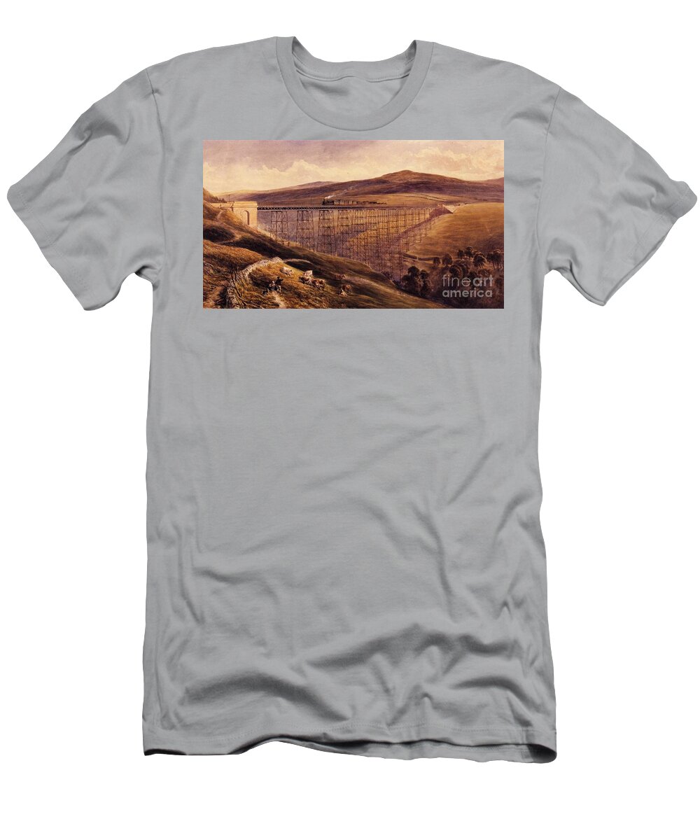 John Osborn Brown - Belah Viaduct T-Shirt featuring the painting Belah Viaduct by MotionAge Designs