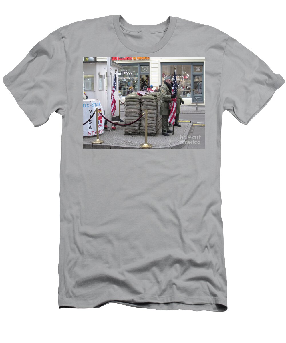 Prott T-Shirt featuring the photograph Berlin Checkpoint Charlie 1 by Rudi Prott