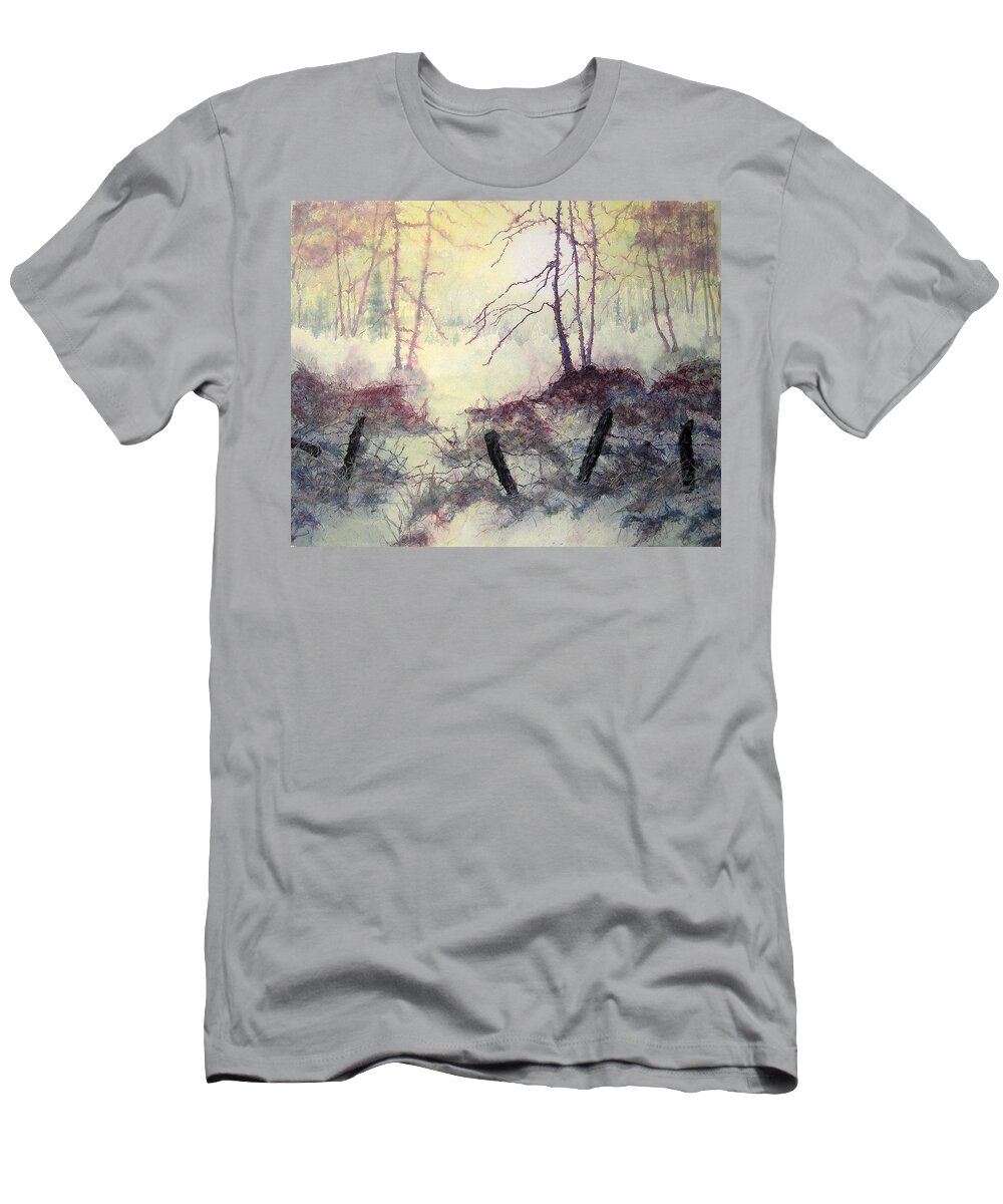 Watercolor T-Shirt featuring the painting Beyond the Fence by Carolyn Rosenberger