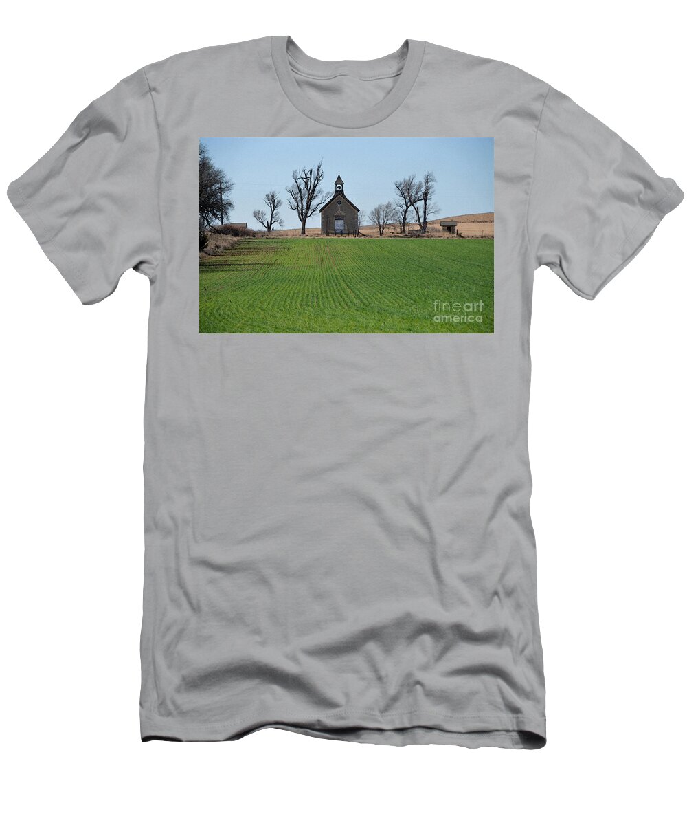 Bichet T-Shirt featuring the photograph Bichet School With Winter Wheat by Catherine Sherman