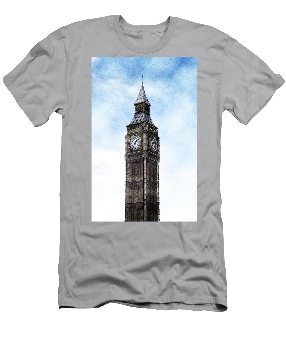 Big T-Shirt featuring the painting Big Ben, Parliament, London by Esoterica Art Agency